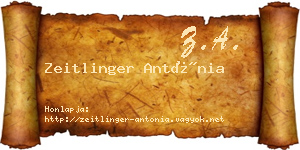 Zeitlinger Antónia névjegykártya